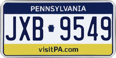 PA license plate JXB9549