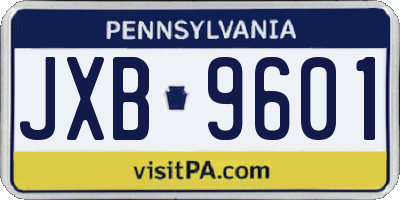 PA license plate JXB9601