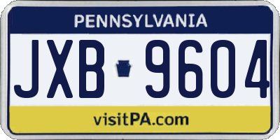 PA license plate JXB9604