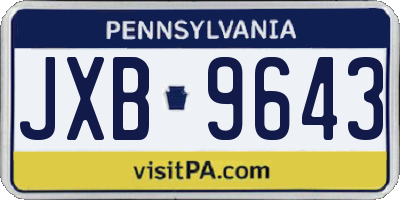 PA license plate JXB9643
