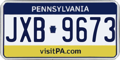 PA license plate JXB9673