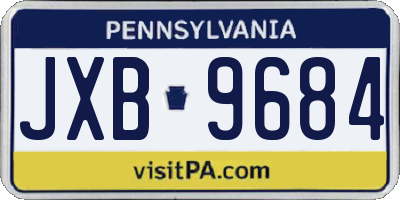 PA license plate JXB9684