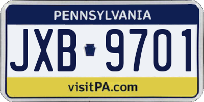 PA license plate JXB9701
