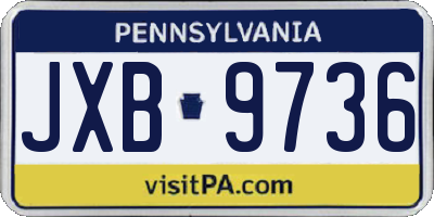 PA license plate JXB9736