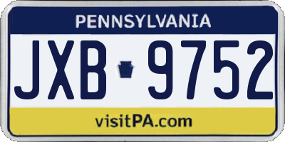 PA license plate JXB9752