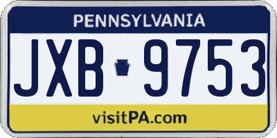 PA license plate JXB9753