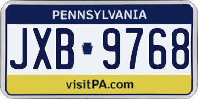 PA license plate JXB9768