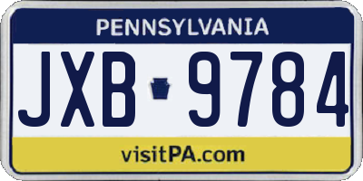 PA license plate JXB9784