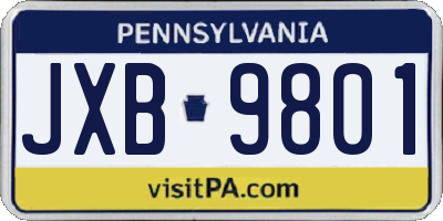 PA license plate JXB9801