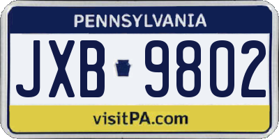 PA license plate JXB9802