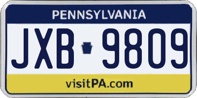 PA license plate JXB9809