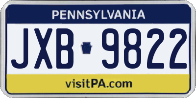 PA license plate JXB9822