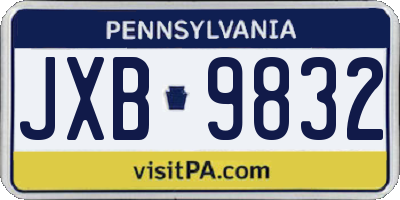 PA license plate JXB9832