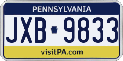 PA license plate JXB9833