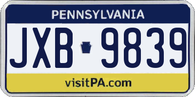 PA license plate JXB9839