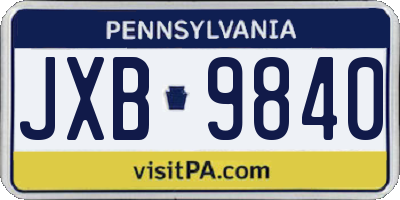 PA license plate JXB9840