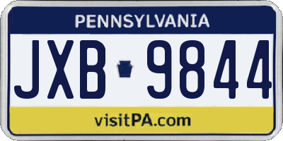 PA license plate JXB9844