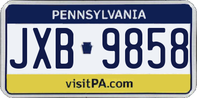 PA license plate JXB9858