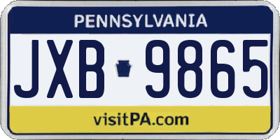 PA license plate JXB9865
