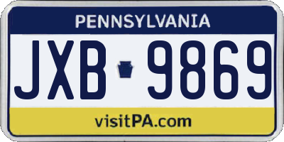 PA license plate JXB9869