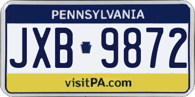 PA license plate JXB9872