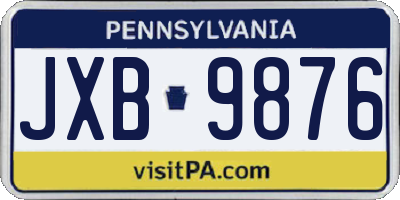 PA license plate JXB9876