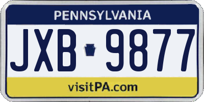 PA license plate JXB9877