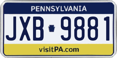 PA license plate JXB9881