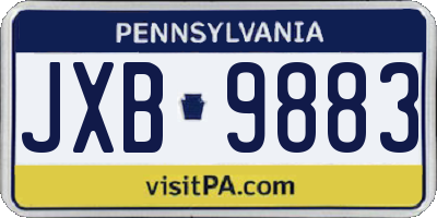 PA license plate JXB9883