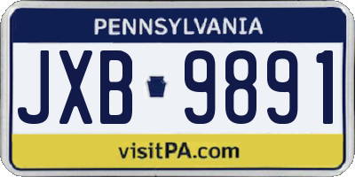PA license plate JXB9891