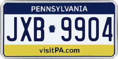 PA license plate JXB9904