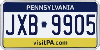 PA license plate JXB9905