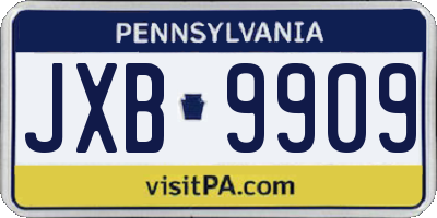 PA license plate JXB9909