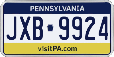 PA license plate JXB9924