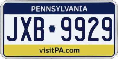 PA license plate JXB9929