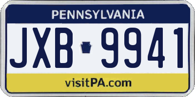 PA license plate JXB9941