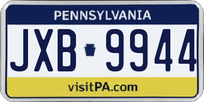 PA license plate JXB9944