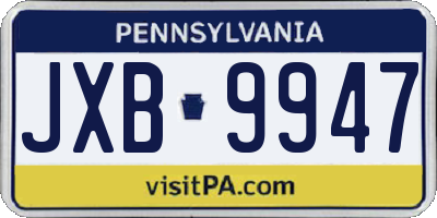 PA license plate JXB9947