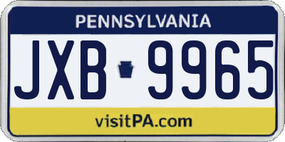PA license plate JXB9965