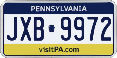 PA license plate JXB9972