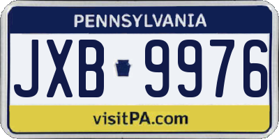 PA license plate JXB9976