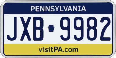 PA license plate JXB9982