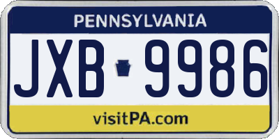 PA license plate JXB9986