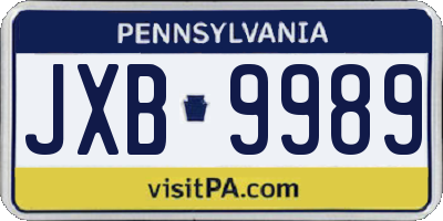 PA license plate JXB9989