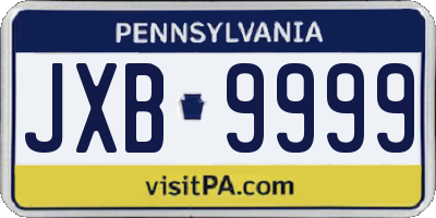 PA license plate JXB9999