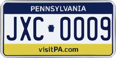 PA license plate JXC0009