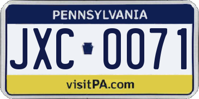 PA license plate JXC0071