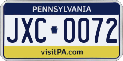 PA license plate JXC0072