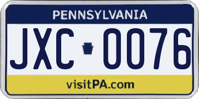 PA license plate JXC0076
