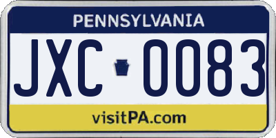 PA license plate JXC0083